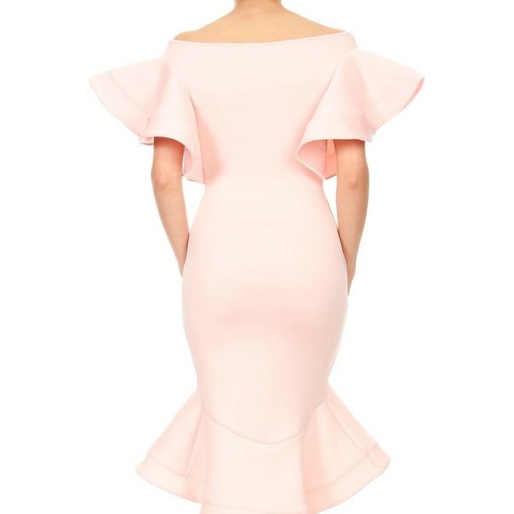 LA Fatima Blush Short Sleeve Midi Party Dress - Picture 4 of 5